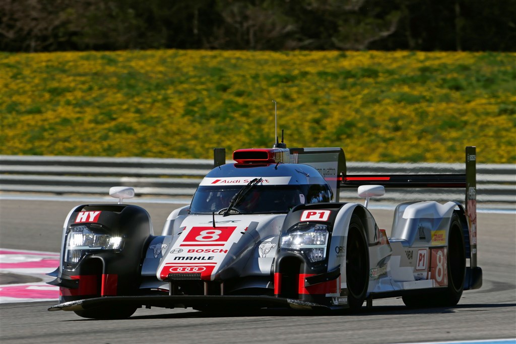 Audi R18 e-tron quattro #8 (Audi Sport Team Joest), Lucas di Grassi, Loïc Duval, Oliver Jarvis
(Foto: Audi)
